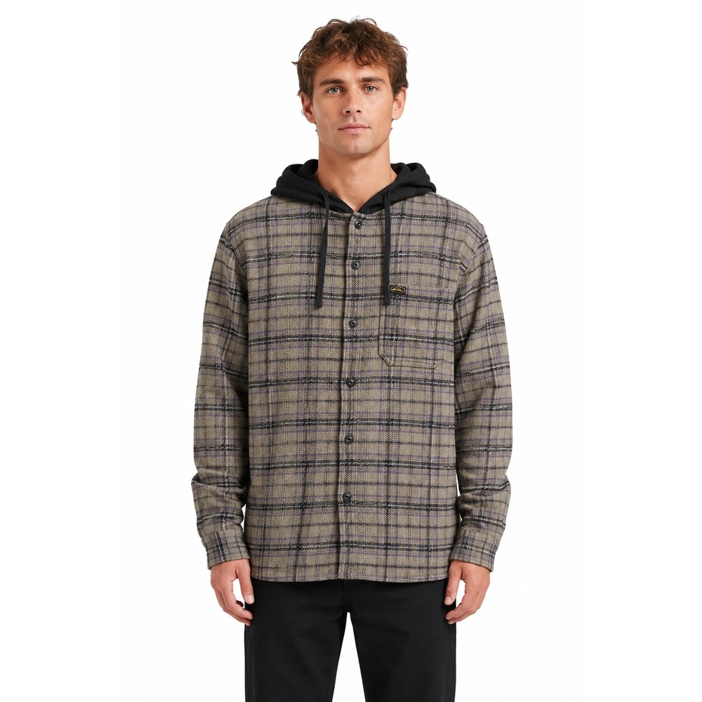 Quiksilver Men's Sandbar Hoodie Hooded Flannel Shirt Jacket NEW Fallen Rock XL